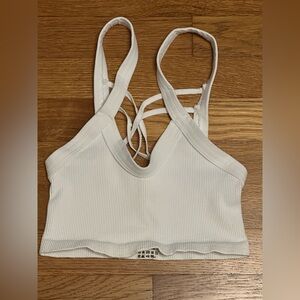 Free People Happiness Runs Strappy Back Crop Tank White